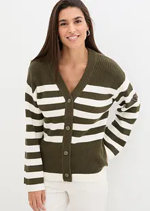 Gestreifte Strickjacke aus Baumwolle, bonprix