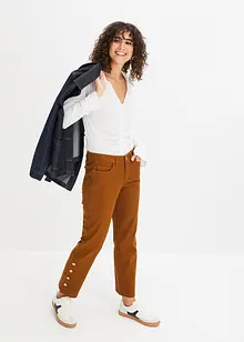 Pantalon en twill avec boutons en bas des jambes, bonprix