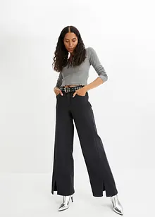 Wide-Leg-Jeans, High Waist, Schlitzdetail, bonprix