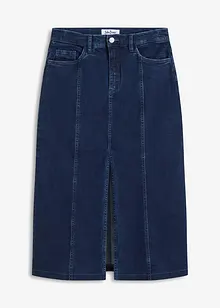 Jupe midi en jean avec fente, bonprix