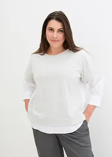 Blouse à empiècement sweat, manches 3/4, bonprix