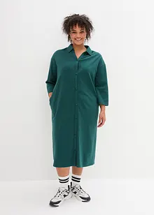 Shirt-Blusen-Kleid in Midi-Länge aus Baumwolle, bonprix