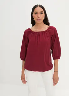 Baumwoll-Shirt mit Karree-Ausschnitt und Gummibund am Saum, halbarm, bonprix