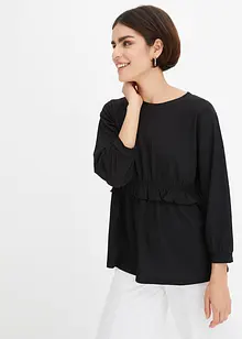 Crinkle-Shirt mit Volant, bonprix