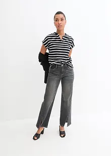 Wide Jeans Mid Waist, Slit, bonprix