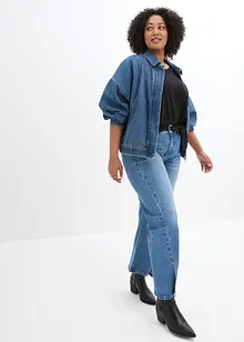 Wide Jeans Mid Waist, Slit, bonprix