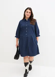 Robe courte et trapèze en jean, manches bouffantes 3/4, bonprix