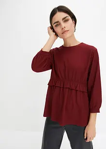 Crinkle-Shirt mit Volant, bonprix