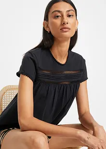 Baumwoll-Shirt mit Spitze, bonprix