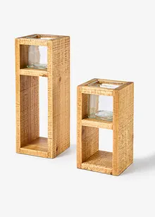 Lot de 2 bougeoirs avec pot en verre, bonprix