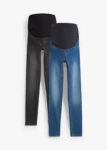 Lot de 2 jeggings de grossesse en coton majoritaire, Skinny, bonprix