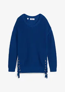 Baumwoll Pullover mit Schnürung, Oversized, bonprix