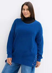 Baumwoll Pullover mit Schnürung, Oversized, bonprix