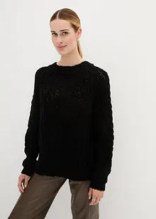 Pull en laine à manches chauve-souris, bonprix