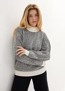 Pull rayé avec col montant, bonprix