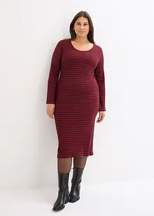 Geripptes Jersey-Kleid mit Streifen, bonprix