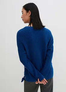 Baumwoll Pullover mit Schnürung, Oversized, bonprix