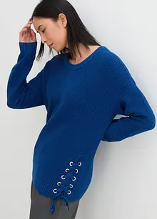 Baumwoll Pullover mit Schnürung, Oversized, bonprix