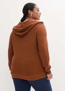 Pullover mit Kapuze und raffiniertem Zopfmuster, bonprix