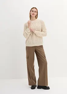 Pantalon cargo en laine, coupe large, bonprix