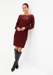 Strickkleid mit Spitzeneinsatz, bonprix