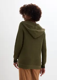 Pullover mit Kapuze und raffiniertem Zopfmuster, bonprix