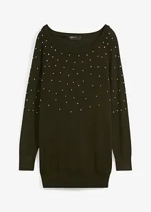 Long-Pullover mit Glitzersteinen, bonprix