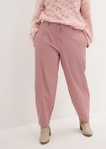 Pantalon barrel en twill à taille haute élastiquée et poches cachées dans coutures avancées, bonprix