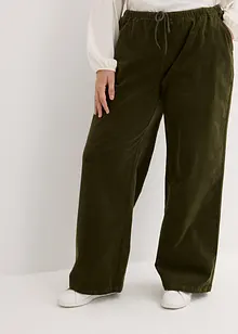 Pantalon ample en velours côtelé avec lien à nouer, taille haute, bonprix