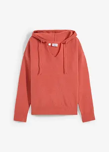 Strick-Pullover mit V-Ausschnitt und Kapuze, bonprix