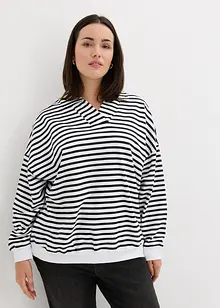 Sweatshirt mit V-Ausschnitt und Polokragen, bonprix