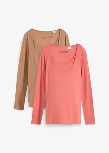 Lot de 2 T-shirts côtelés de grossesse et d'allaitement, bonprix