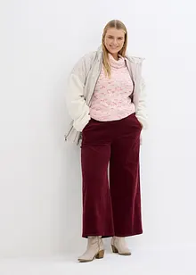 Pantalon en velours côtelé, taille haute élastiquée, bonprix