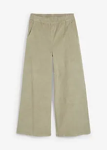 Pantalon large en velours côtelé, taille haute élastiquée, bonprix