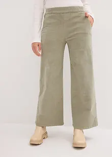 Pantalon large en velours côtelé, taille haute élastiquée, bonprix