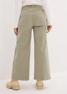 Pantalon large en velours côtelé, taille haute élastiquée, bonprix