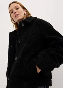 Gefütterte Teddyjacke mit Kragen, bonprix