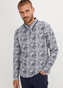 Piquè-Poloshirt mit Print, Langarm aus reiner Bio-Baumwolle, bonprix