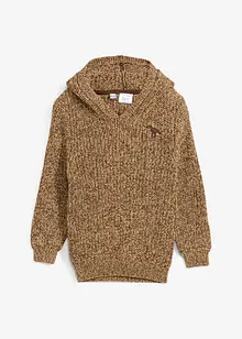 Pull garçon en maille à capuche, bonprix