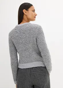 Kurze Bouclé-Strickjacke aus Wolle, bonprix