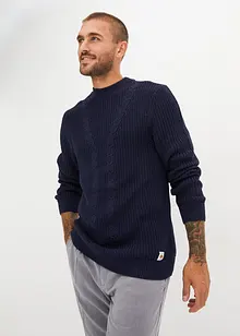 Pull en maille torsadée avec coton, bonprix