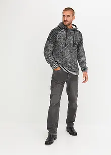 Grobstrick-Pullover mit Kapuze und Bikerdetails, bonprix