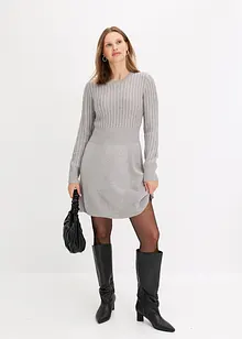 Ausgestelltes Strickkleid mit Zopfmuster, bonprix