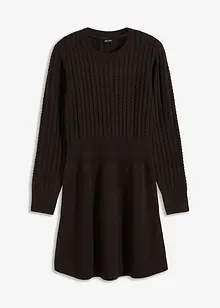 Ausgestelltes Strickkleid mit Zopfmuster, bonprix