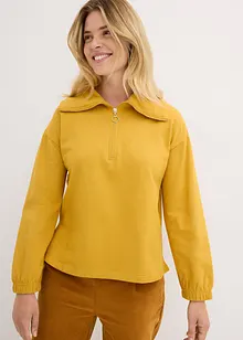 Sweatshirt mit großem Troyer- Kragen, langarm, bonprix