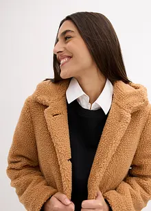 Manteau en sherpa avec capuche et poches, bonprix