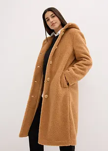 Manteau en sherpa avec capuche et poches, bonprix