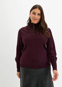 Pull rehaussé de dentelle, bonprix