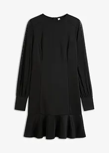 Mini-robe en tissu solide effet néoprène, avec manches légères en mesh, bonprix