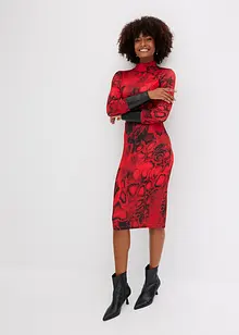 Jerseykleid mit Lederimitat-Einsatz, bonprix